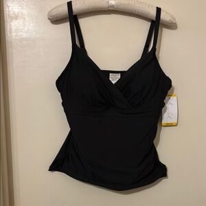 NWT Anne Cole Black Tankini Top adjustable straps Medium